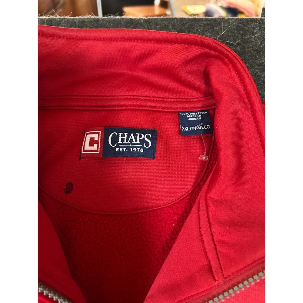 Chaps Mens Red Full‎ Zip Track Jacket Mock Neck Performance XXL NEW